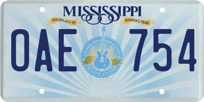 MS license plate OAE754
