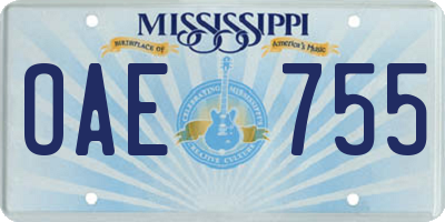 MS license plate OAE755