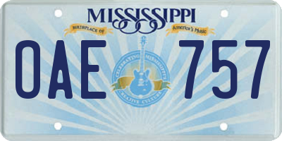 MS license plate OAE757