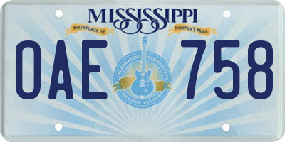 MS license plate OAE758