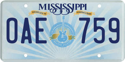 MS license plate OAE759