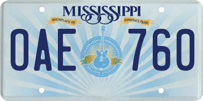 MS license plate OAE760