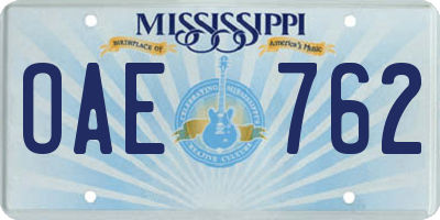MS license plate OAE762