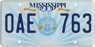 MS license plate OAE763