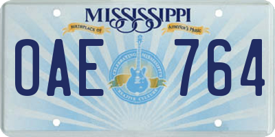 MS license plate OAE764