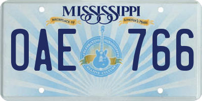 MS license plate OAE766