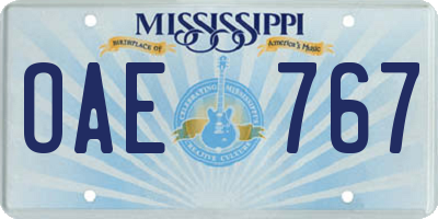 MS license plate OAE767
