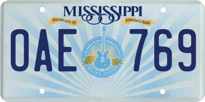 MS license plate OAE769