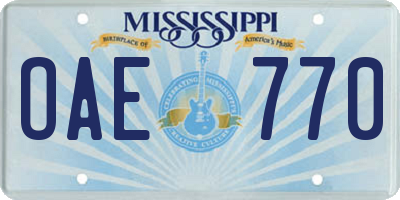 MS license plate OAE770