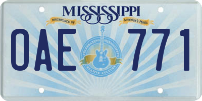 MS license plate OAE771