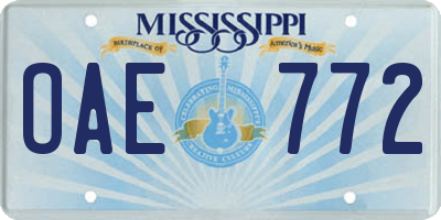 MS license plate OAE772
