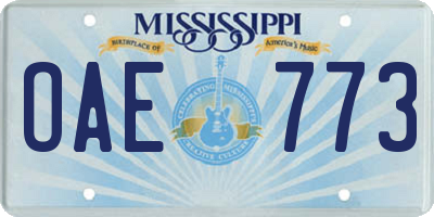 MS license plate OAE773