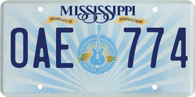 MS license plate OAE774
