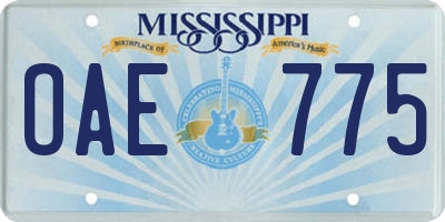 MS license plate OAE775