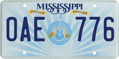 MS license plate OAE776