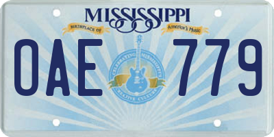 MS license plate OAE779