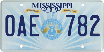 MS license plate OAE782