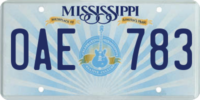 MS license plate OAE783