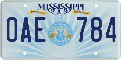 MS license plate OAE784