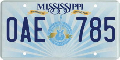MS license plate OAE785