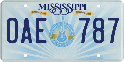 MS license plate OAE787