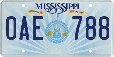 MS license plate OAE788