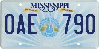 MS license plate OAE790