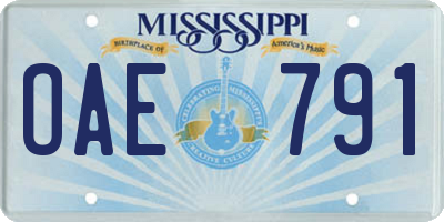 MS license plate OAE791