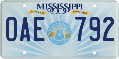 MS license plate OAE792