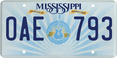 MS license plate OAE793