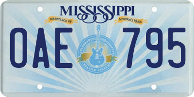 MS license plate OAE795