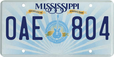 MS license plate OAE804