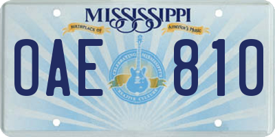 MS license plate OAE810