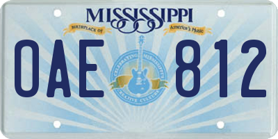 MS license plate OAE812