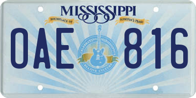 MS license plate OAE816