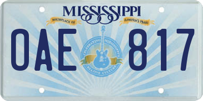 MS license plate OAE817
