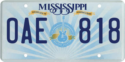 MS license plate OAE818