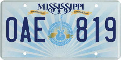 MS license plate OAE819