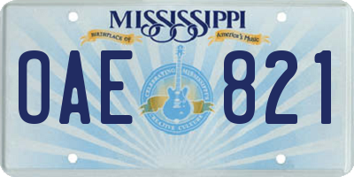 MS license plate OAE821