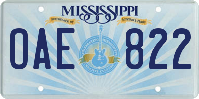 MS license plate OAE822