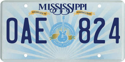 MS license plate OAE824