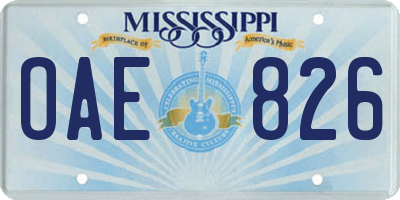 MS license plate OAE826