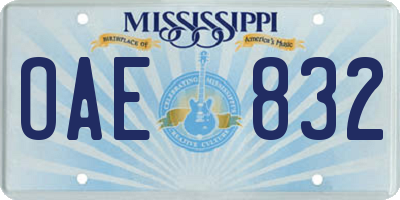 MS license plate OAE832