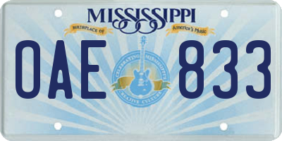 MS license plate OAE833