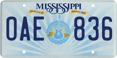 MS license plate OAE836