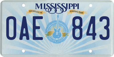 MS license plate OAE843