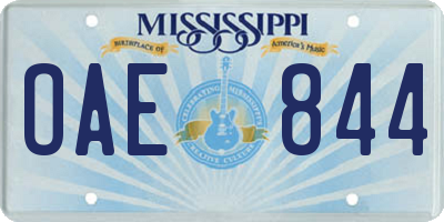 MS license plate OAE844