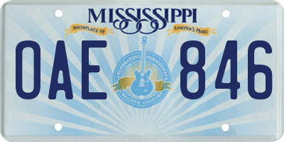 MS license plate OAE846