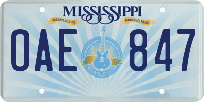 MS license plate OAE847
