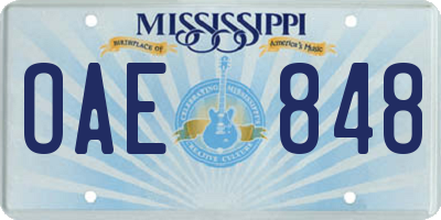MS license plate OAE848